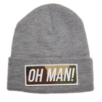 The Camo Patch Beanie in Grey