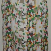 Creme/Yellow/Pink/Green Sleeveless Silk Dress-Nick and Mo Size Medium  CL413