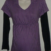 Purple/Black Long Sleeve Shirt-Oh Baby By Motherhood Size Large  CL413