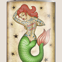 Tattooed Mermaid Flask