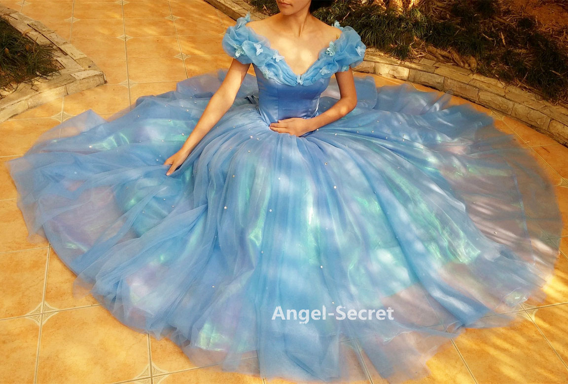 P143 Movies Cosplay Costume Cinderella dress princess iridescent