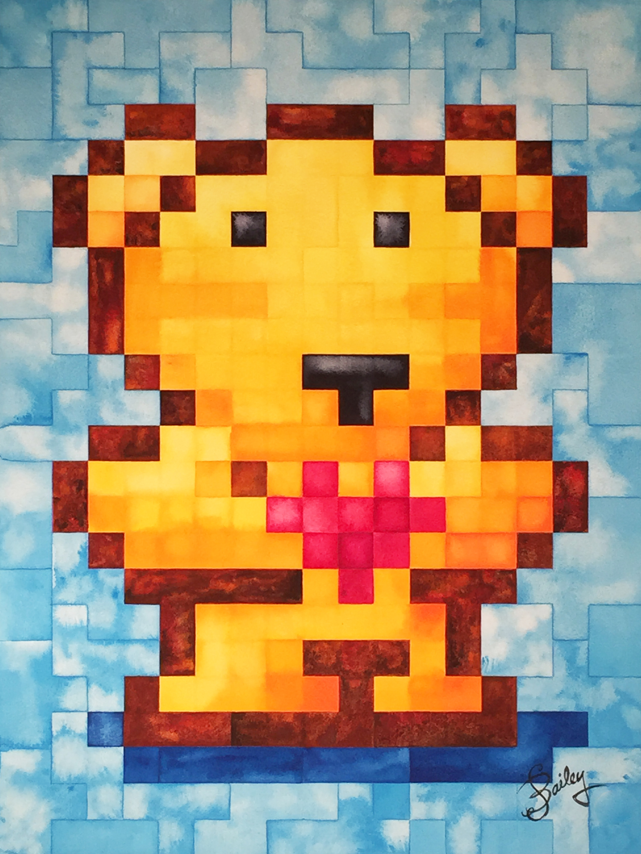 original pixel bear no 1 giclee archival reproduction pixel bear