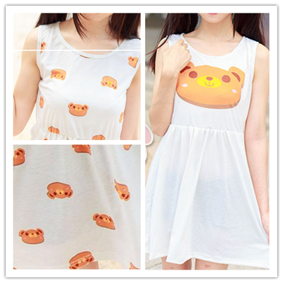 Japanese kawaii strawberry/bear basic summer sleeveless dress sp152250