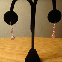 Pink Glass & Crystal Earrings