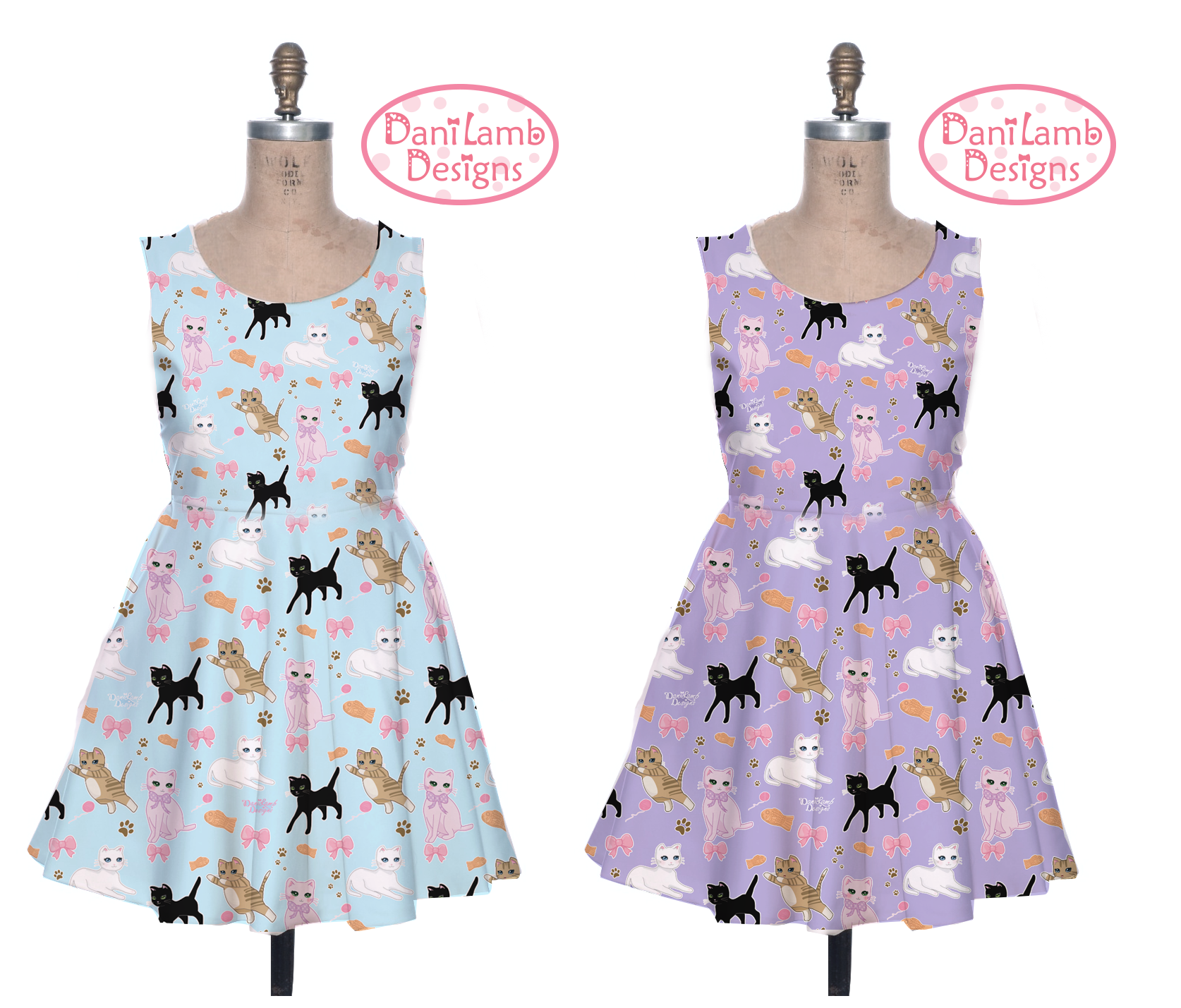 Cat Dress Pattern | kawaii cat dress fairy kei dress kitten cat skater dress Cat Dress Pattern | kawaii cat dress fairy kei dress kitten cat skater dress