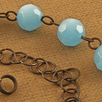 Frosted Blue Glass and Handmade Chain Necklace