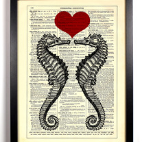 Image of Seahorse Love, Vintage Dictionary Print, 8 x 10