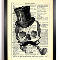 Image of Skeleton With Mustache And Top Hat, 8 x 10 Art Print