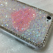 New Chic Bling Sparkle Candy Color Crystals Pink Heart iPhone Case