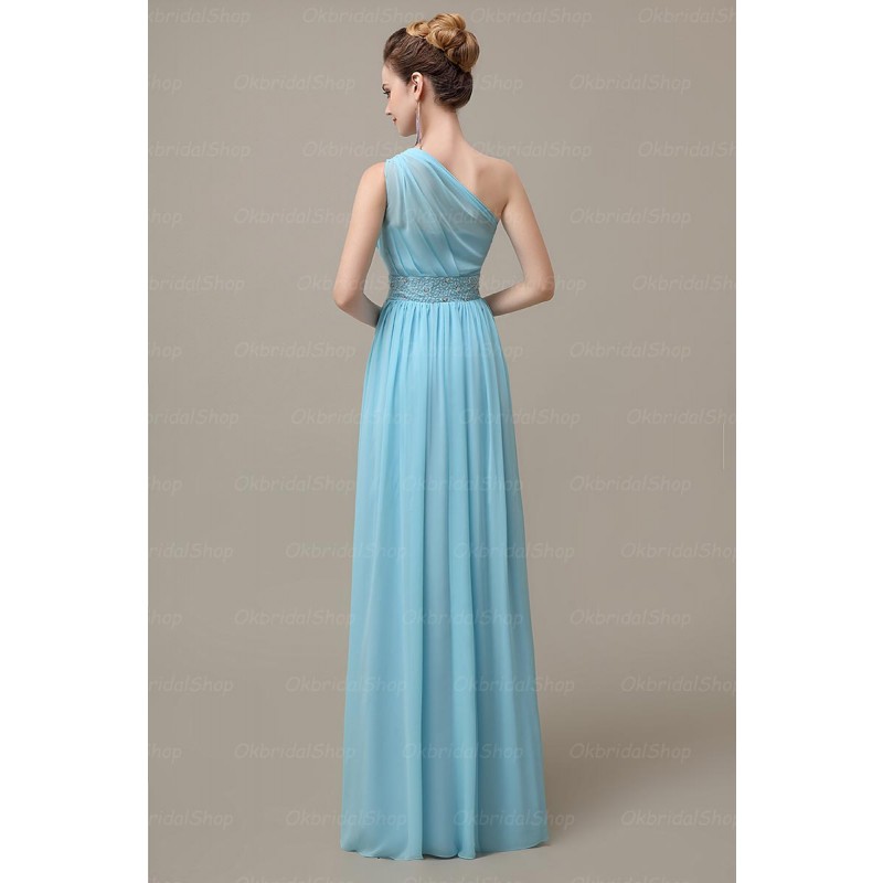 one shoulder bridesmaid dresses, blue bridesmaid dresses, chiffon