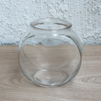 Vintage Small Glass Drum-Style Fish Bowl Terrarium