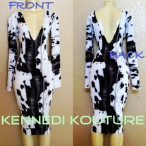 BLACK/WHITE PARTY CUSTOM MIDI PENCIL DRESS