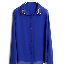Gem embellished chiffon blouse