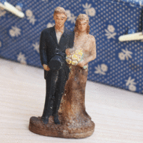 Vintage Bride and Groom Cake Topper - Detailed