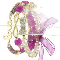 Bows & Love in Purple Stack Bracelets