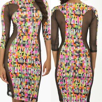 Color blocking mesh dress