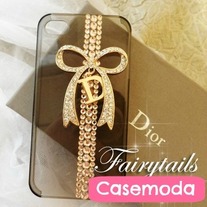 New Noble Designer Gold Bow Gold Rhinestones iPhone Case