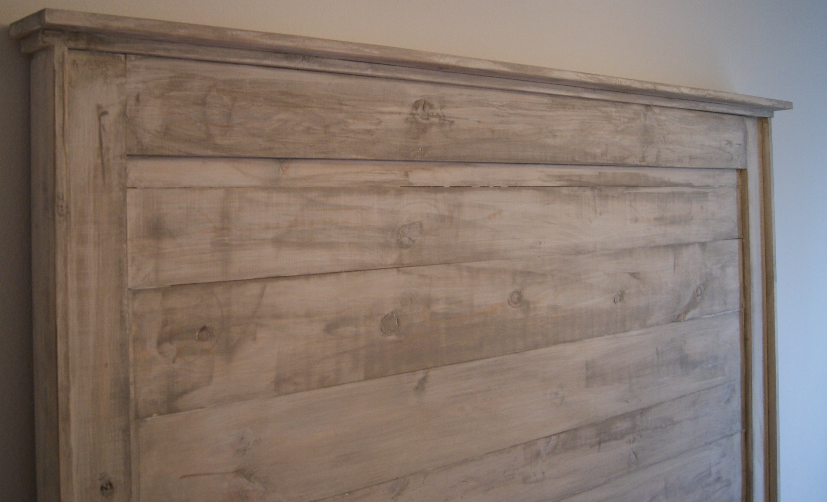 Headboard for Queen bed. Shabby Chic weathered white. Rustic in nature
