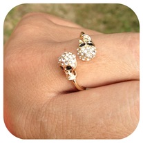 Double Gold Skull Ring 