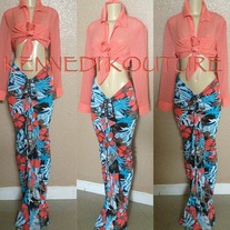 CORAL FLOWERS MULTI WEAR SKIRT