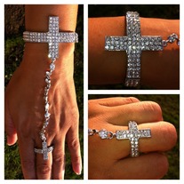 Silver Cross Cuff w/Ring Set 