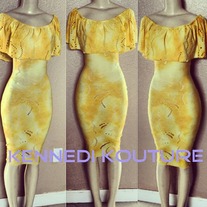CUSTOM TIE DYE (SUNNY LOVE )OFF THE SHOULDER PENCIL MIDI DRESS 