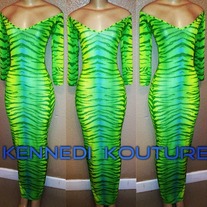 CUSTOM OMBRÉ "TIGER INSTINCTS" MAXI DRESS EXCLUSIVE PIECE 