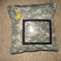 ACU 12in by 12in Pillow w/ yellow ribbion
