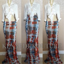 CUSTOM SUMMER TIE DYE HIGH WAIST MESH MAXI SKIRT