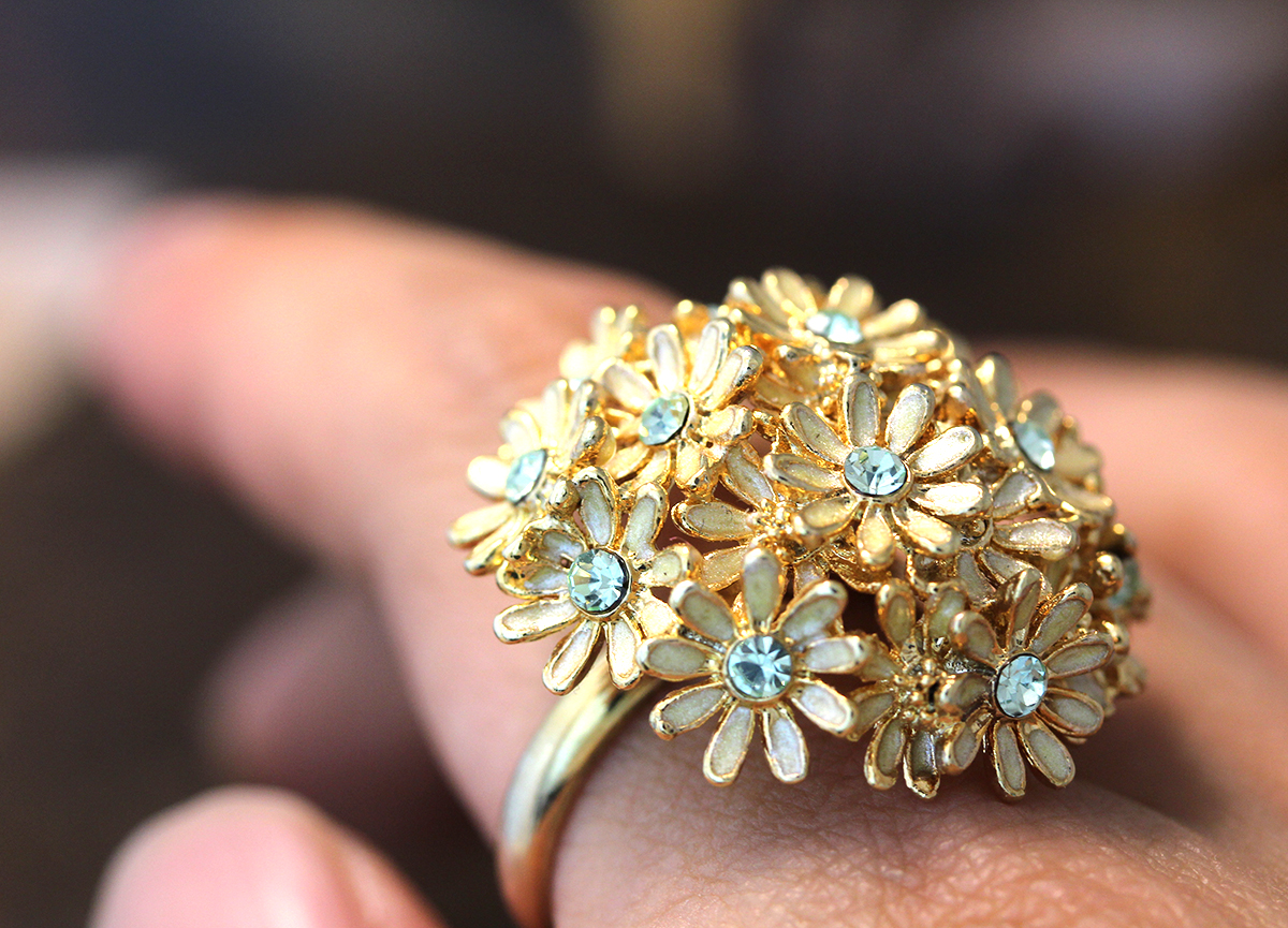 Larger Bouquet Ring floral Flower Adjustable Ring Marriage Bridesmaid