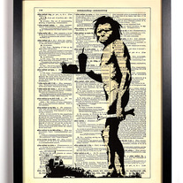 Image of Banksy Cave Man, Vintage Dictionary, 8 x 10