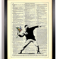 Image of Banksy Flowertov Cocktail, Vintage Dictionary, 8 x 10
