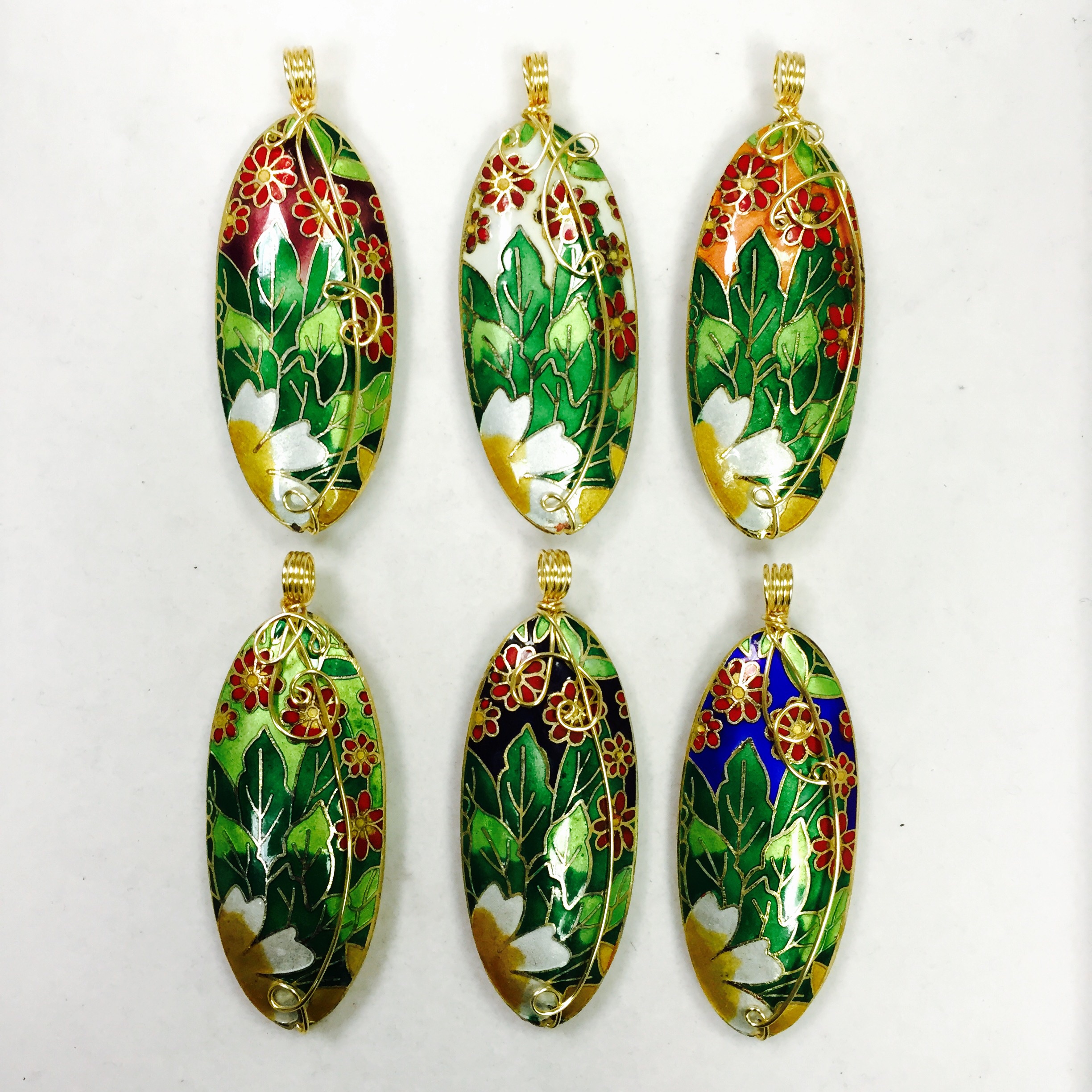 Wired Cloisonné Flowers Pendands · Ancient Moon Beads · Online Store