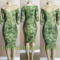 "GREEN WRITINGS" CUSTOM AZTEC/TRIBAL PENCIL DRESS