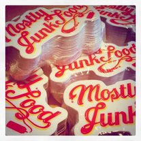 Mostly Junk Food Script Sticker
