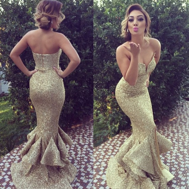 Gold Sexy Elegant Formal Dresses