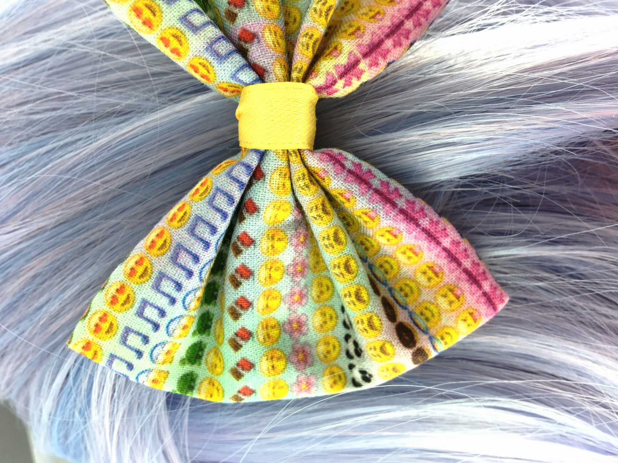 SALE! Rainbow Emoji Girly Handmade Hair Bow with Clip Emoticon Icon