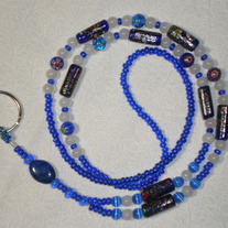 Beaded Lanyard Chunky Blue/White
