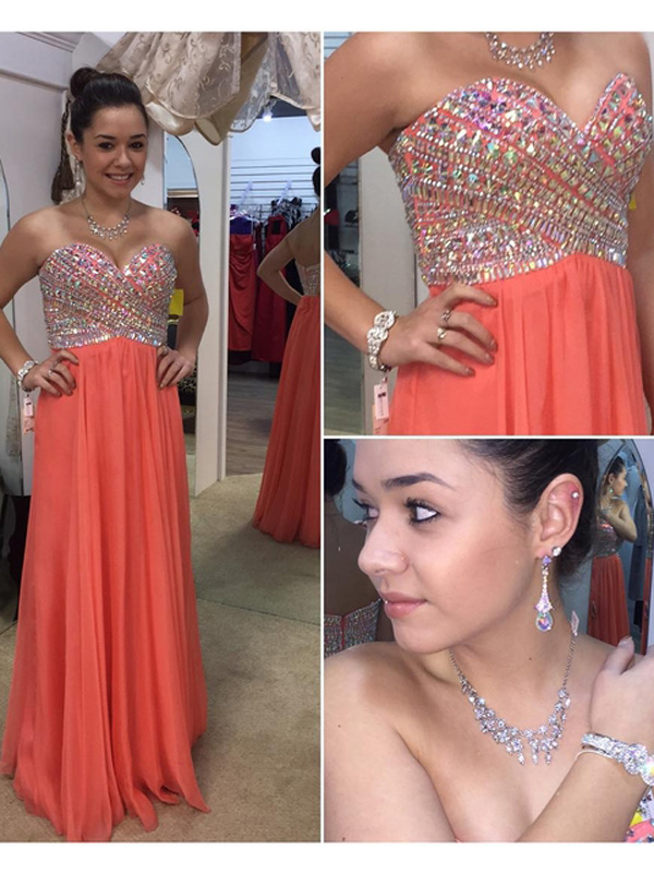 orange prom dresses,Orange Aline Sweetheart Floorlength Chiffon Prom
