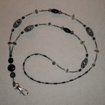 Beaded Lanyard Black/White/Grey