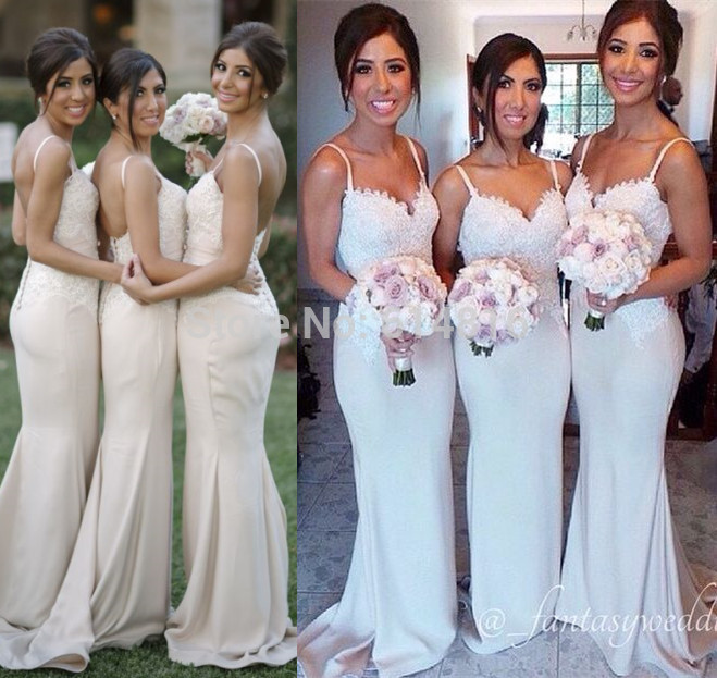 White Floor Length Bridesmaid Dresses