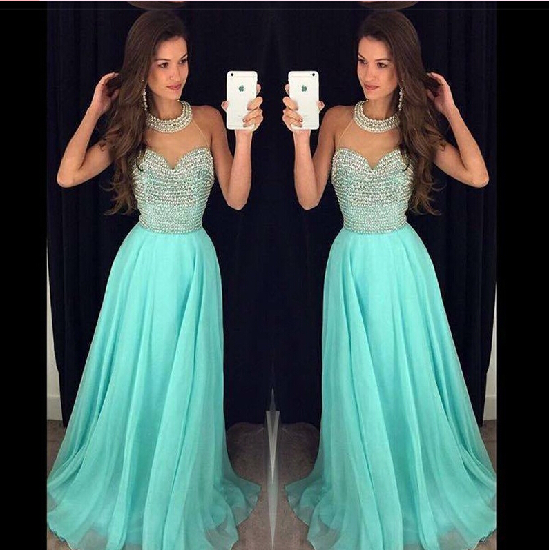 New Arrival 2016 Sexy prom dress,tiffany blue Prom Dress,chiffon