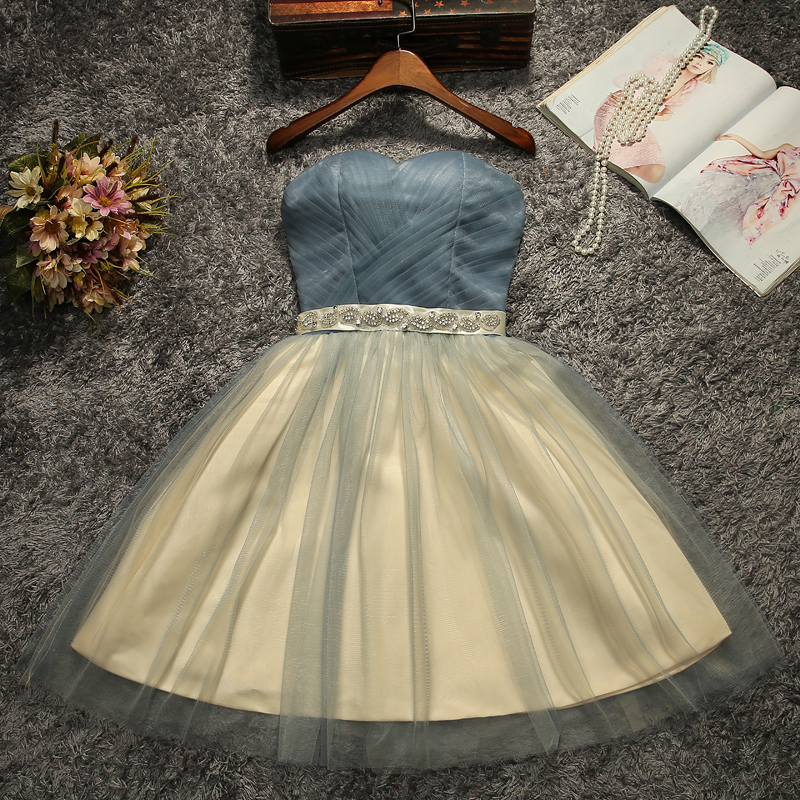 Cute gray short prom dress, cute dress, cocktail dress · of