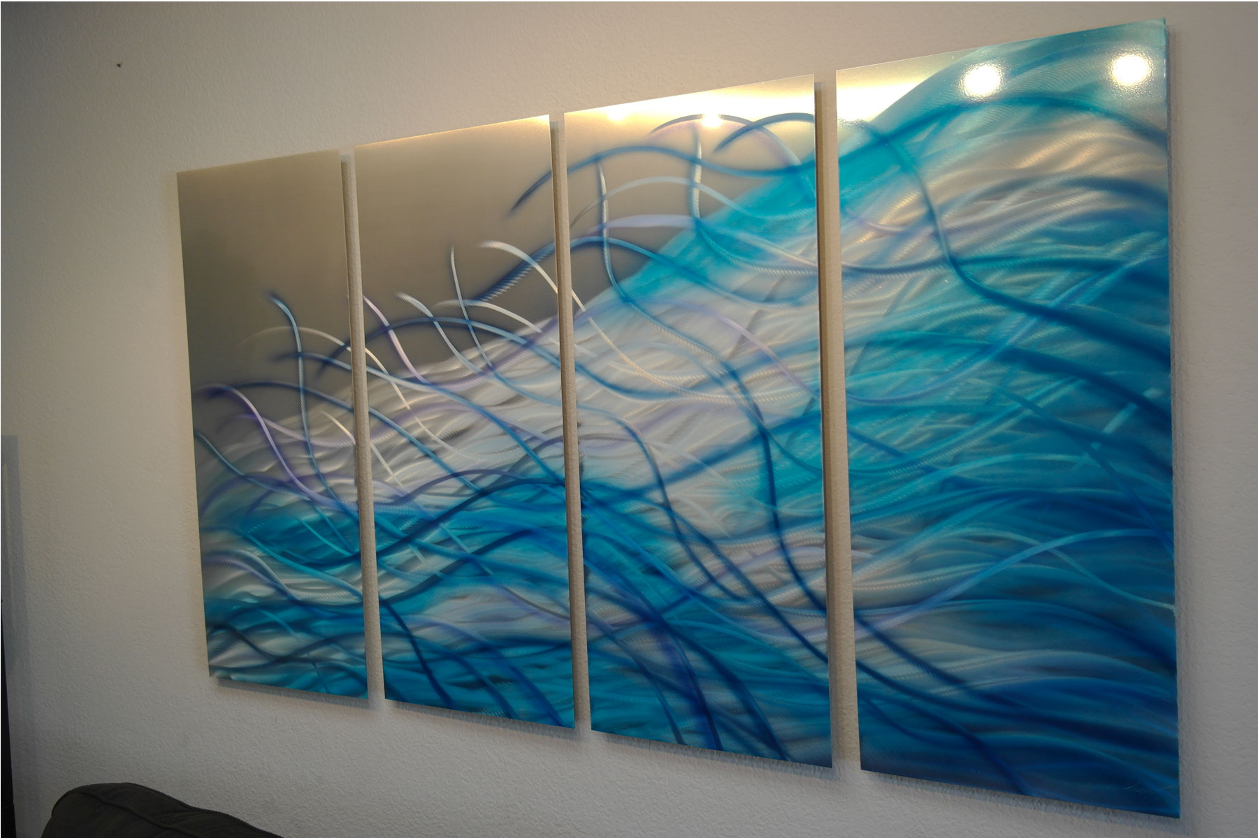 Resonance Blue 36 Abstract Metal Wall Art Contemporary Modern Decor