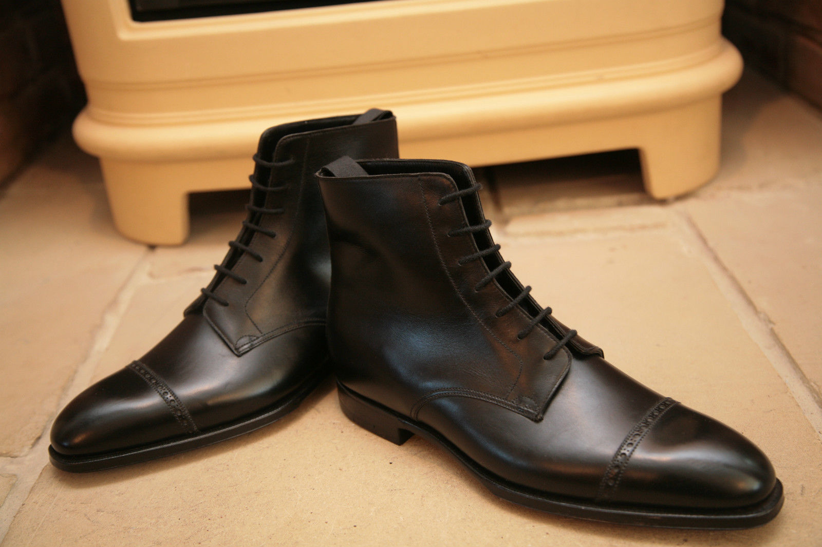Handmade Mens Oxford Dress Boot, Men Black Lace Up Ankle