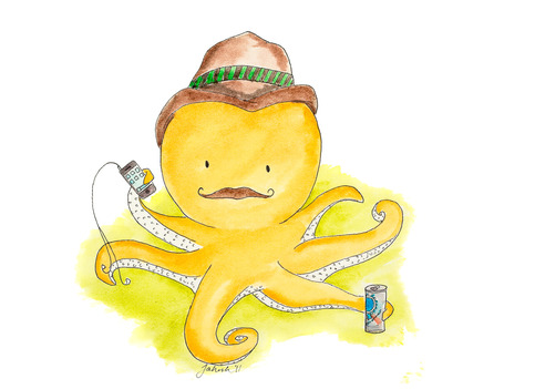 mustachioed mollusk "hipster" - 6"x6"