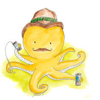 mustachioed mollusk "hipster" - 6"x6"