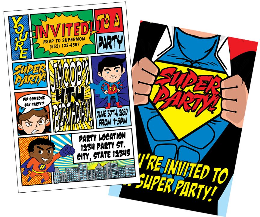 superhero birthday invitations metro events party supplies