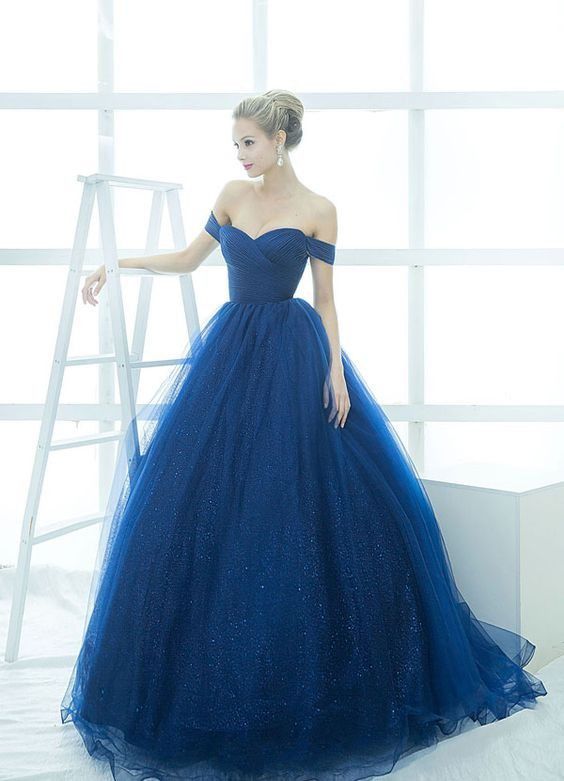 Long Ball Gown Plus Size Royal Blue Princess Prom Dress 2018 Crystals Evening Gown Party Dress 