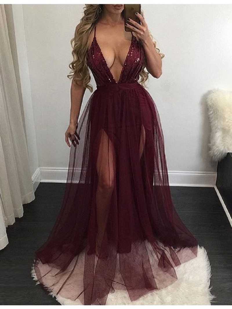A-line V-neck Prom Dress
